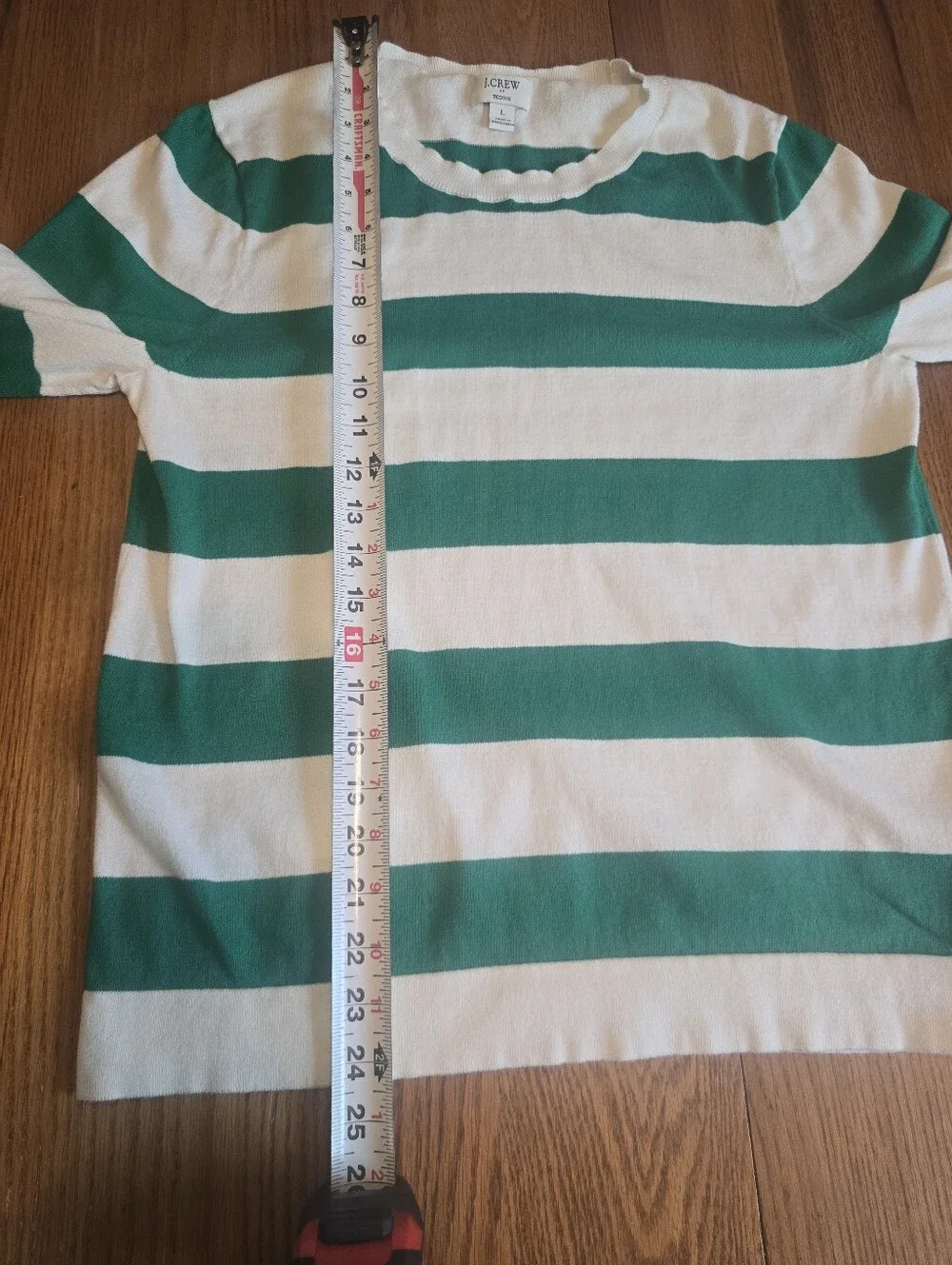 J. Crew Teddie Rugby Stripe Sweater Green White Size Large